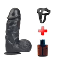 LilituShop 24,5 cm Belden Bağlamalı Vantuzlu Realistik Siyahi Penis  Vajinal Dildo