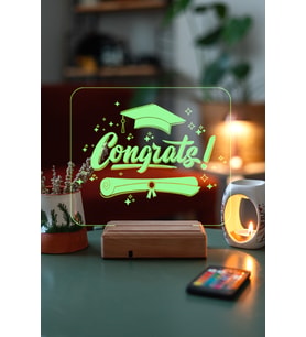 Congratulations Mezuniyet Hediyesi 16 Renkli Kumandalı Gece Lambası