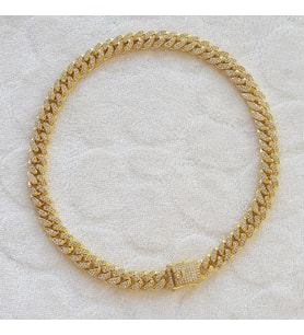 1,5 cm Taşlı Cuban Gold Zincir Unisex