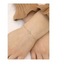 14 Ayar Altın Kare Beyaz Taşlı Bileklik (Gold)