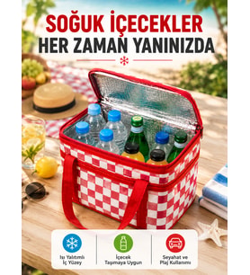 Alüminyum Folyo İç Yüzeyli Termos Çanta Kamp Plaj Market ve Piknik Çantası