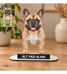 Kişiye Özel Fotoğraflı Evcil Hayvan Fotoğraflı MDF Karikatürlü 18 cm MDF Masaüstü Biblo - Masaüstü Hediye 2. Model