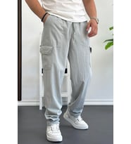 Erkek Baggy Kalıp Kargo Cepli Pantolon Gri Edw131