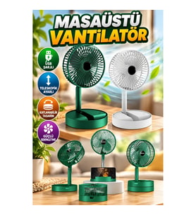 Katlanabilir Teleskopik USB Şarjlı Masaüstü Vantilatör Taşınabilir Soğutucu Fan