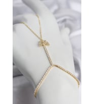 Gold Renk Pirinç Zirkon Taşlı Kelebek Model Şahmeran 5886 - SSSSSS4444-2735