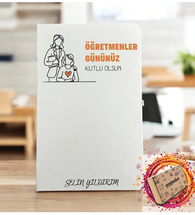 Kişiye Özel İsimli ve Mesajlı Öğretmenler Gününe Özel Sevgi Temalı Beyaz Defter Ajanda