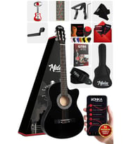 Midex CG-395BK Siyah Klasik Gitar 4/4 Sap Ayarlı Kesik Kasa Full Set (Çanta Askı Pena)