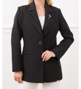 Siyah Çift Yaka Broşlu Blazer Ceket