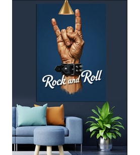 Rock and Roll El Hareketi Dekoratif Kanvas - Mdf Ahşap Tablo