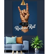 Rock and Roll El Hareketi Dekoratif Kanvas - Mdf Ahşap Tablo