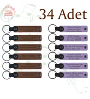 A Kahve & Mor Menekşe, Aile Kutlamalarına Özel Sürpriz, 34’lü Set, Kişisel Mesajlı Deri Anahtarlık
