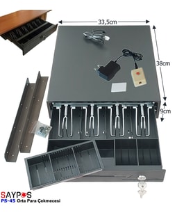 4 Banknot Gözlü Kolay Açma Butonlu ve Montaj Askılı (Takım Halinde) Para Çekmecesi 33,5x38x9cm
