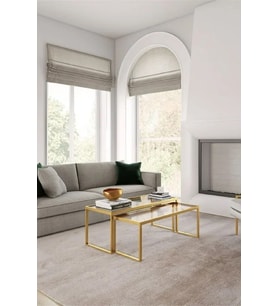 Gold Renk 2’li Metal İskeletli Temper Camlı Zigon Orta Sehpa