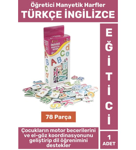 Eğitici Görsel Algı El-Göz Koordinasyonu Dil Öğrenimi 78 Parça Manyetik Harfler TÜRKÇE İNGİLİZCE