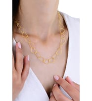 Gümüş altın yaldızlı iç içe geçmeli sonsuz kalp zinciri kolye SGTL12950GOLD