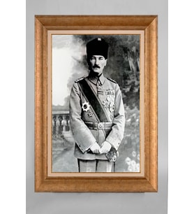 Altın Varaklı Paspartulu Çerçeveli Atatürk Tablo sd81