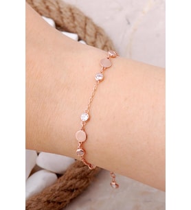 Pullu Rose Gümüş Bileklik 3992