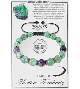 Sertifikalı Silver Hematit - Florit Taşı Bileklik - Ayarlamalı (Çok Renkli)