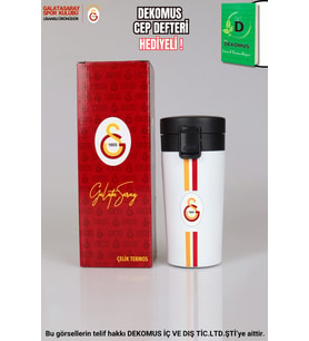 "DEKOMUS CEP DEFTERİ HEDİYELİ" LİSANSLI GALATASARAY ÇELİK TERMOS 400 ML (Kırmızı)