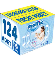 Molfix Bebek Bezi Beden:6 (15+Kg) Extra Large 124 Adet Ekonomik Ultra Fırsat Pk