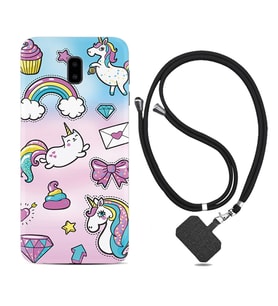 Samsung J6 Plus J7 Prime J7 Pro M20 Kılıf Boyun Askılı Silikon Unicorn Mektup 1800