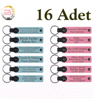 Gök Mavi & Pembe, 16’lı Set, İsim Ve Mesajlı Özel Anahtarlık, Nişan Töreninde Dağıtılacak Anı