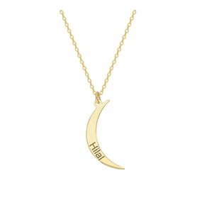 Kişiye Özel 925 Ayar Gümüş Hilal Model İsim Kolye (Gold)