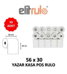 Elitrulo Yazar Kasa Pos Rulosu 56mm x 30mt - 10 Adet