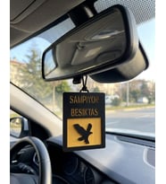Şampiyon Beşiktaş Lazer Kesim Ahşap Araç Dikiz Aynası Süsü – 11x8 cm