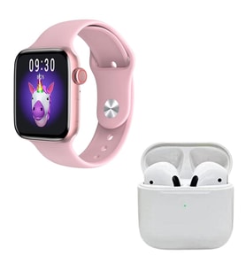 HW22 Plus Pembe Akıllı Saat Pro 5 Beyaz Bluetooth Kulaklık