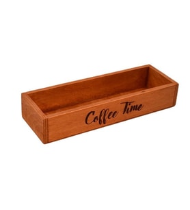 Coffee Time Ahşap Düzenleyici Toparlayıcı Kahve Köşesi Organizeri. (Kahverengi Açık)