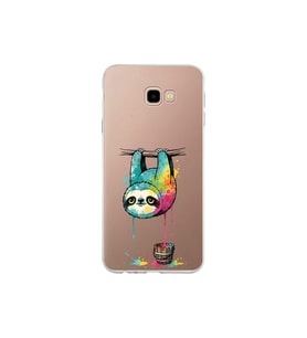 Samsung Galaxy J4+ Plus ile Uyumlu Splash Tembel Hayvan Tasarımlı Şeffaf Silikon Kılıf