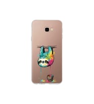 Samsung Galaxy J4+ Plus ile Uyumlu Splash Tembel Hayvan Tasarımlı Şeffaf Silikon Kılıf