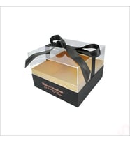 Pleksi Kapaklı Fiyonklu Karton Kutu, 20 x 20 x 14cm - Siyah (STD)