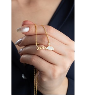 Saklı Takı 925 Ayar Gümüş İsimli Kuğu Kolye