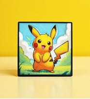 Pokemon Pikachu Dekoratif 3D Mini Tablo 9x9 cm Magnetli & Bantlı