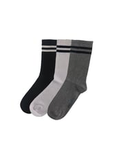 Unisex 3'lü Siyah-Beyaz Gri Uzun Tenis Çorabı
