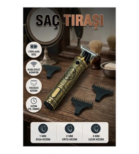 1500 mAh Kablosuz Saç Sakal Kesme Makinesi – 1, 2 ve 3 mm Taraklı