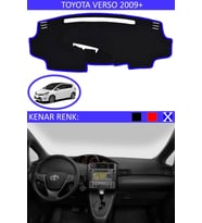 Toyota Verso 2009 + Için Uygun Torpido Koruma Halısı Siyah Kenar Renk Mavi