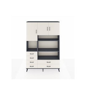 Arges Gardrop 9 Raflı 6 Çekmeceli 3 Kapaklı 132x30x195 Antrasit-Aytaşı