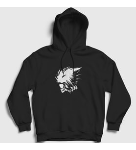Presmono Unisex Siyah Kakashi Anime Naruto Kapüşonlu Sweatshirt 132373tt