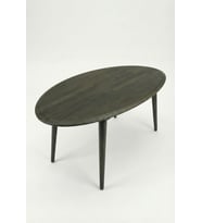 Asimetrik Masif Ahşap Modern İskandinav Tasarım Oval Orta Sehpa (Mat Antrasit)
