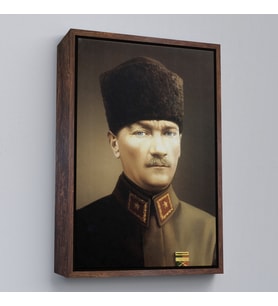 Çerçeveli Atatürk Portre Tablosu Mustafa Kemal Atatürk Dikdörtgen Dekoratif Kanvas Tablo (Beyaz)