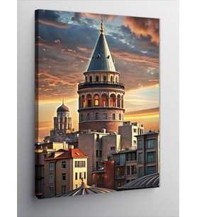 Kanvas Tablo Gün Batımında Galata Kulesi