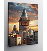 Kanvas Tablo Gün Batımında Galata Kulesi