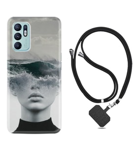Oppo Reno 6 Kılıf Resimli Boyun Askılı İpli Desenli Silikon Mistic Woman 1361