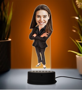 Doğum Günü Hediyesi,Sevgiliye Hediye, Kişiye Özel Banka Müdürü Karikatür 3D Led Lamba (Beyaz)