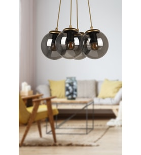 Malta 4.Lü Avize Eskitme Füme Cam