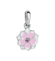 Nur Silver Sallantılı Pembe Çiçekli Gümüş Charm NUR-BL12448