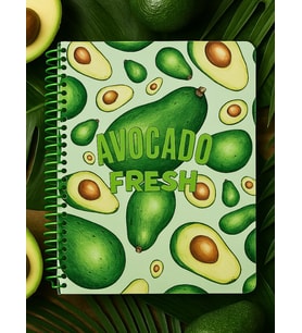 Avokado Fresh Temalı Spiral Kareli Defter – 80 Yaprak / 160 Sayfa – 18x24 cm